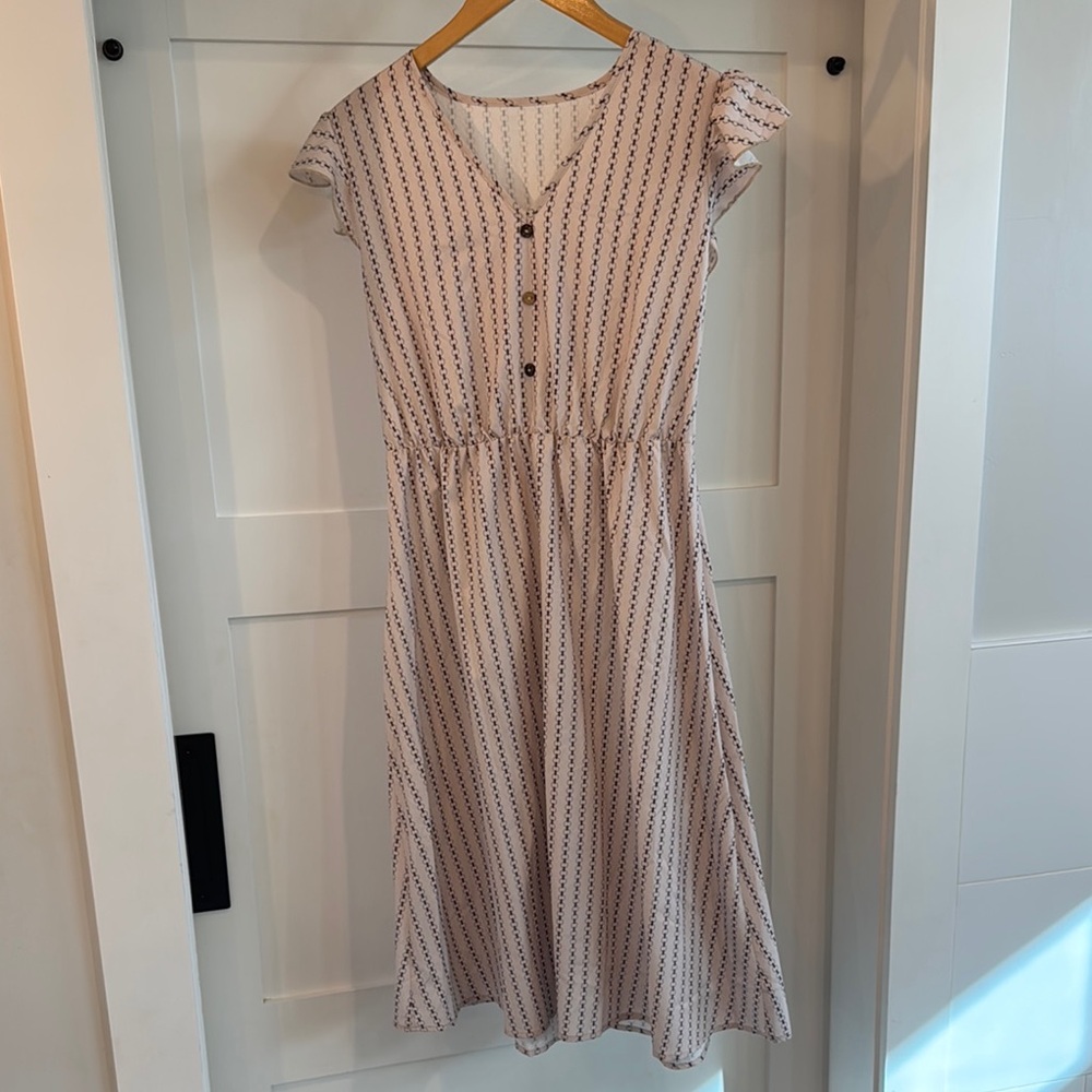 Elegant Cream Button-Down Dress